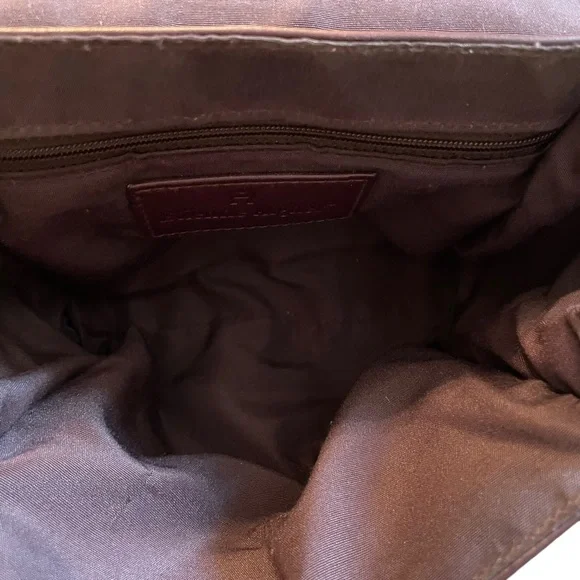 SOLD! Etienne Aigner Genuine Leather Small Crossbody Bag Foldover Burgundy Red - Picture 11 of 12